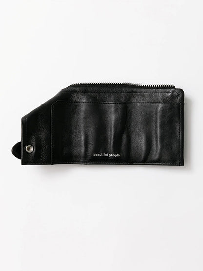 【beautiful people - ビューティフルピープル】riders petit wallet / BLACK（ウォレット/ブラック)