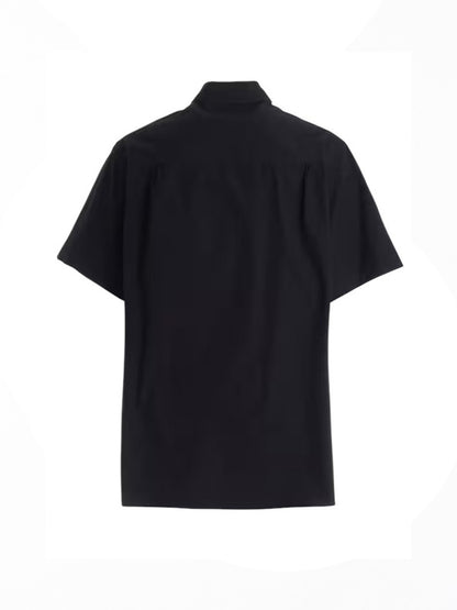 【Y's for men-ワイズフォーメン】80/2 BROAD STANDARD SHORT SLEEVE BIG SHIRT (半袖シャツ/ブラック)