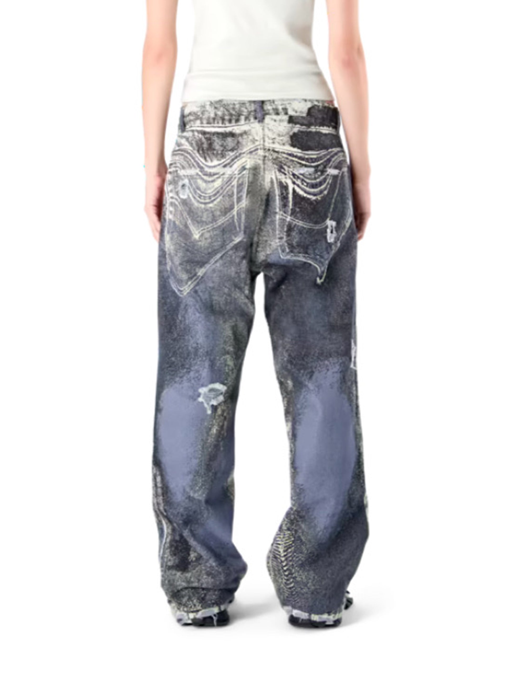 CAMPER LAB カンペールラボ デニムパンツ CAMPER LAB - カンペールラボ】DISTORTED PRINT DISTRESSED DENIM