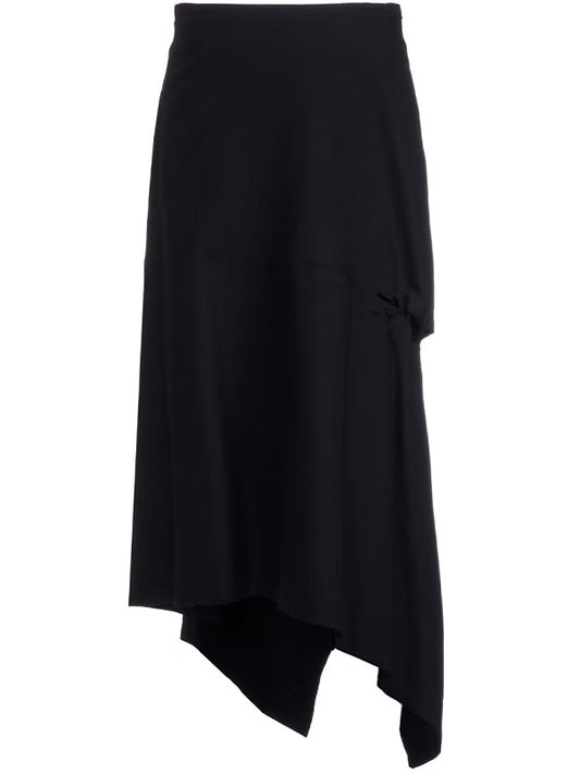 30%OFF【Y's - ワイズ】RY/W GABARDINE BACK SIDE LACE UP SKIRT/BLACK(スカート/ブラック)