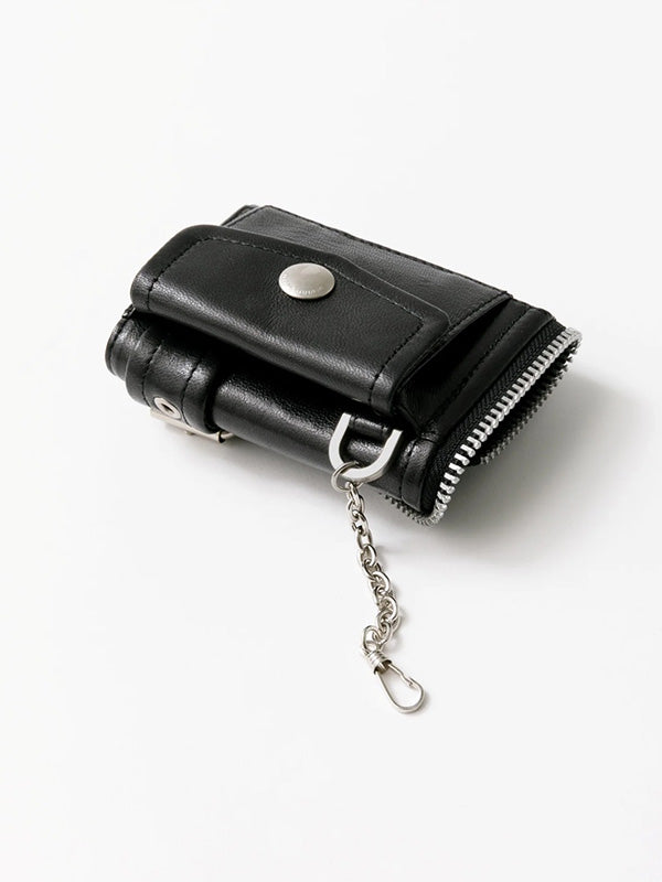 【beautiful people - ビューティフルピープル】riders petit wallet / BLACK（ウォレット/ブラック)
