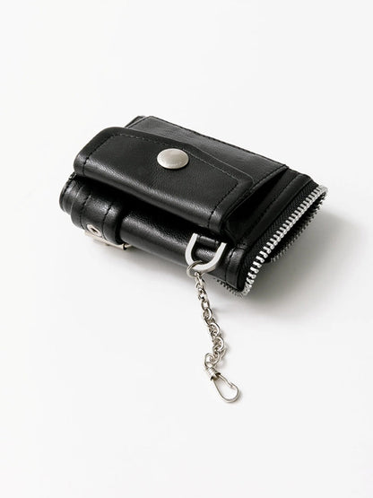 【beautiful people - ビューティフルピープル】riders petit wallet / BLACK（ウォレット/ブラック)