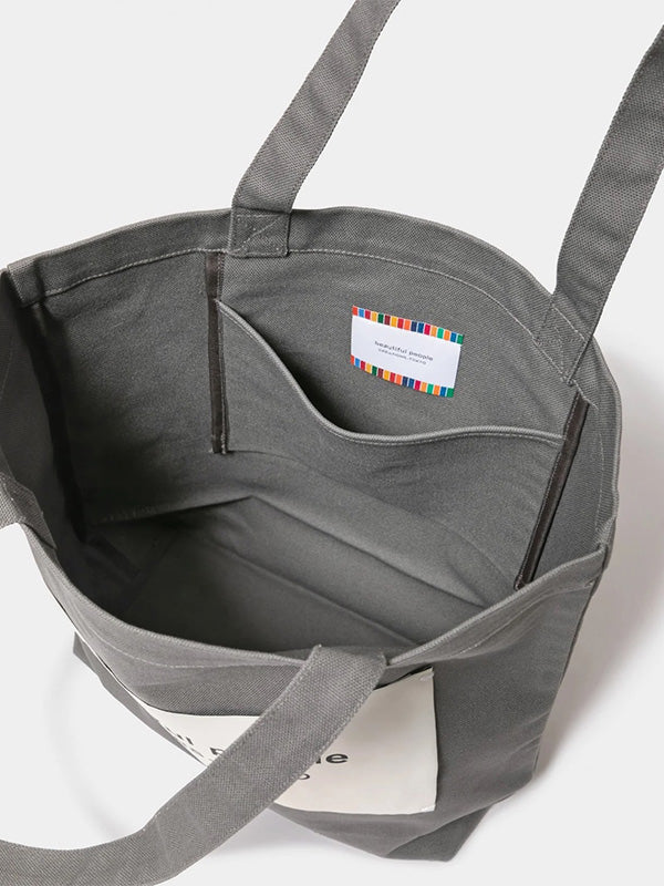 【beautiful people - ビューティフルピープル】SDGs name tag tote bag / GRAY（バッグ/グレー)
