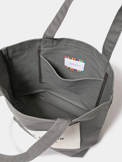 【beautiful people - ビューティフルピープル】SDGs name tag tote bag / GRAY（バッグ/グレー)