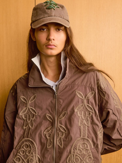 【BLUE MARBLE - ブルーマーブル 】Khaki Embroidered Track Jacket / Khaki(トラックジャケット/カーキ)