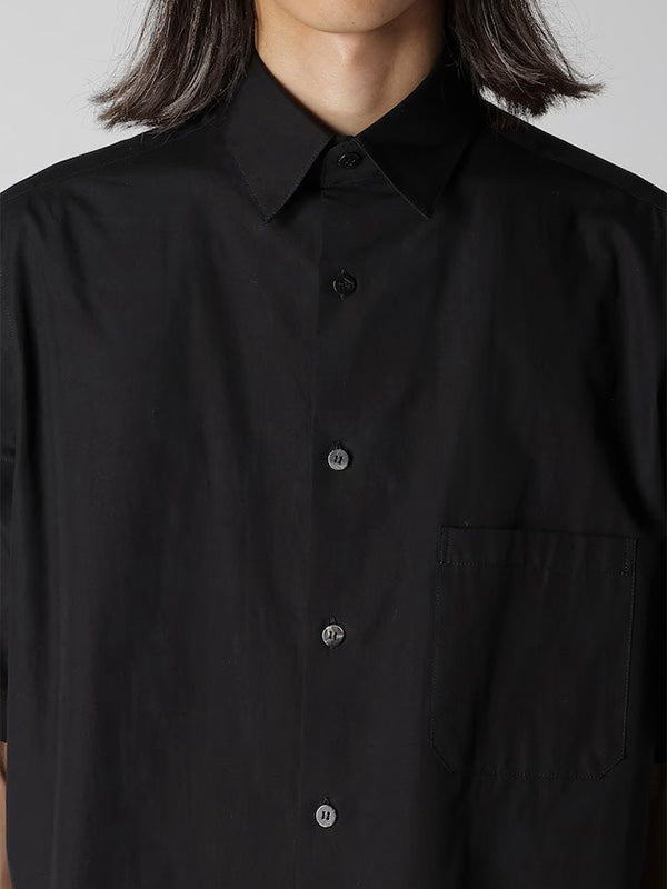 【Y's for men-ワイズフォーメン】80/2 BROAD STANDARD SHORT SLEEVE BIG SHIRT (半袖シャツ/ブラック)