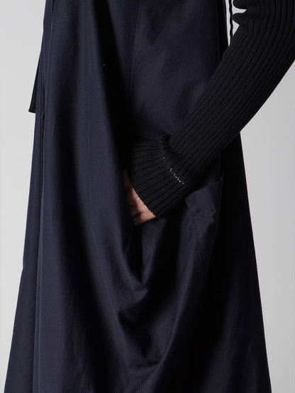 【Y's - ワイズ】Y's BORN PRODUT THIN COTTON TWILL ASYMMETERIC SHOULDER STRAP DRESS /NAVY(ドレス/ネイビー)