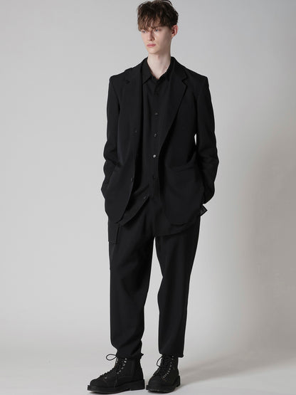 【Yohji Yamamoto POUR HOMME - ヨウジヤマモト プールオム】REGULATION GABARDINE 5BUTTONS JACKET（ジャケット/ ブラック)