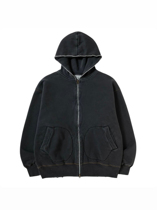 【NEXUS Ⅶ -ネクサスセブン】DAMAGED W-FACE LOCK HOODIE(フーディー/ブラック)