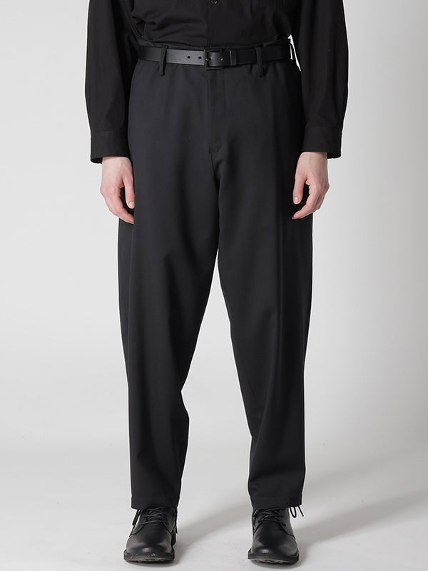 【Y's for men-ワイズフォーメン】SUIT GABARDINE PANTS WITH SIDE TUCK(パンツ/ブラック)