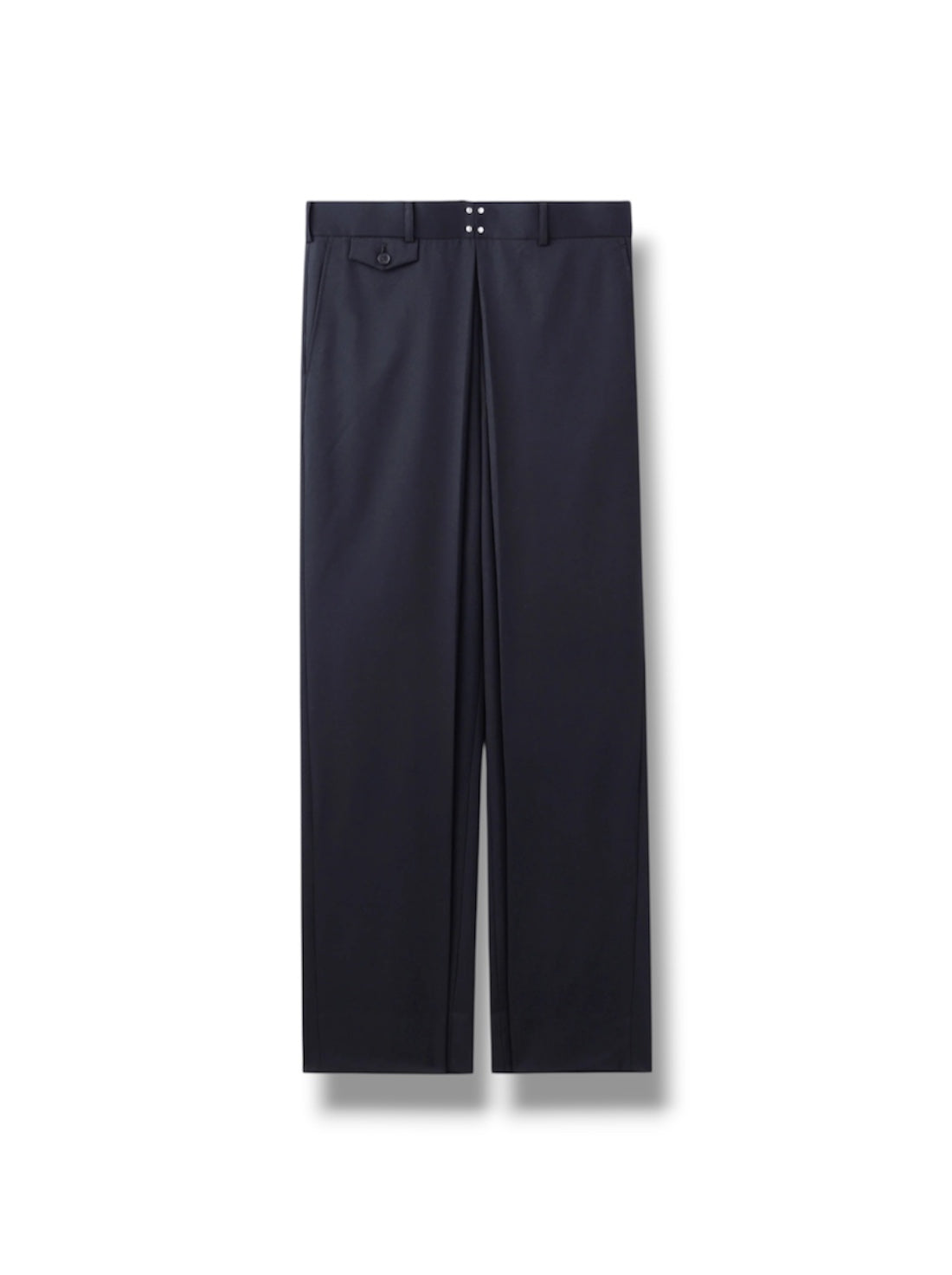 【JOHN LAWRENCE SULLIVAN - ジョンローレンスサリバン】WOOL GABARDINE FOLDED WIDE TROUSERS / Black（パンツ/ブラック)
