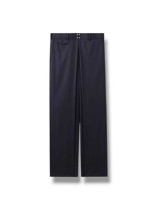 【JOHN LAWRENCE SULLIVAN - ジョンローレンスサリバン】WOOL GABARDINE FOLDED WIDE TROUSERS / Black（パンツ/ブラック)