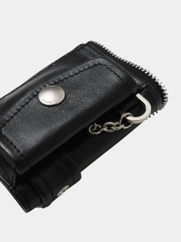 【beautiful people - ビューティフルピープル】riders petit wallet / BLACK（ウォレット/ブラック)