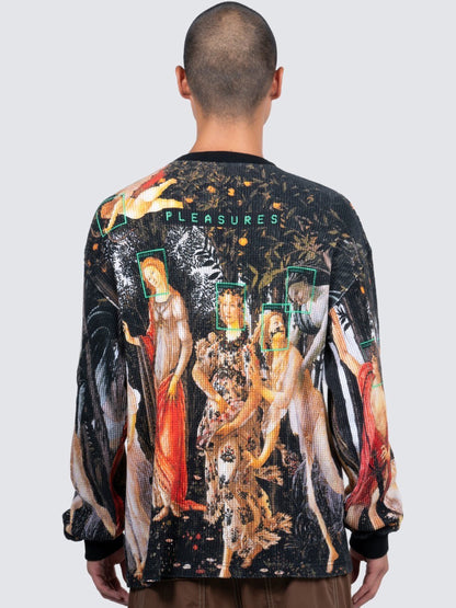 【PLEASURES - プレジャーズ】FACIAL THARMAL LONG SLEEVE / BLACK (ロンT/ ブラック)