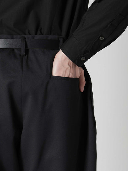 【Y's for men-ワイズフォーメン】SUIT GABARDINE PANTS WITH SIDE TUCK(パンツ/ブラック)