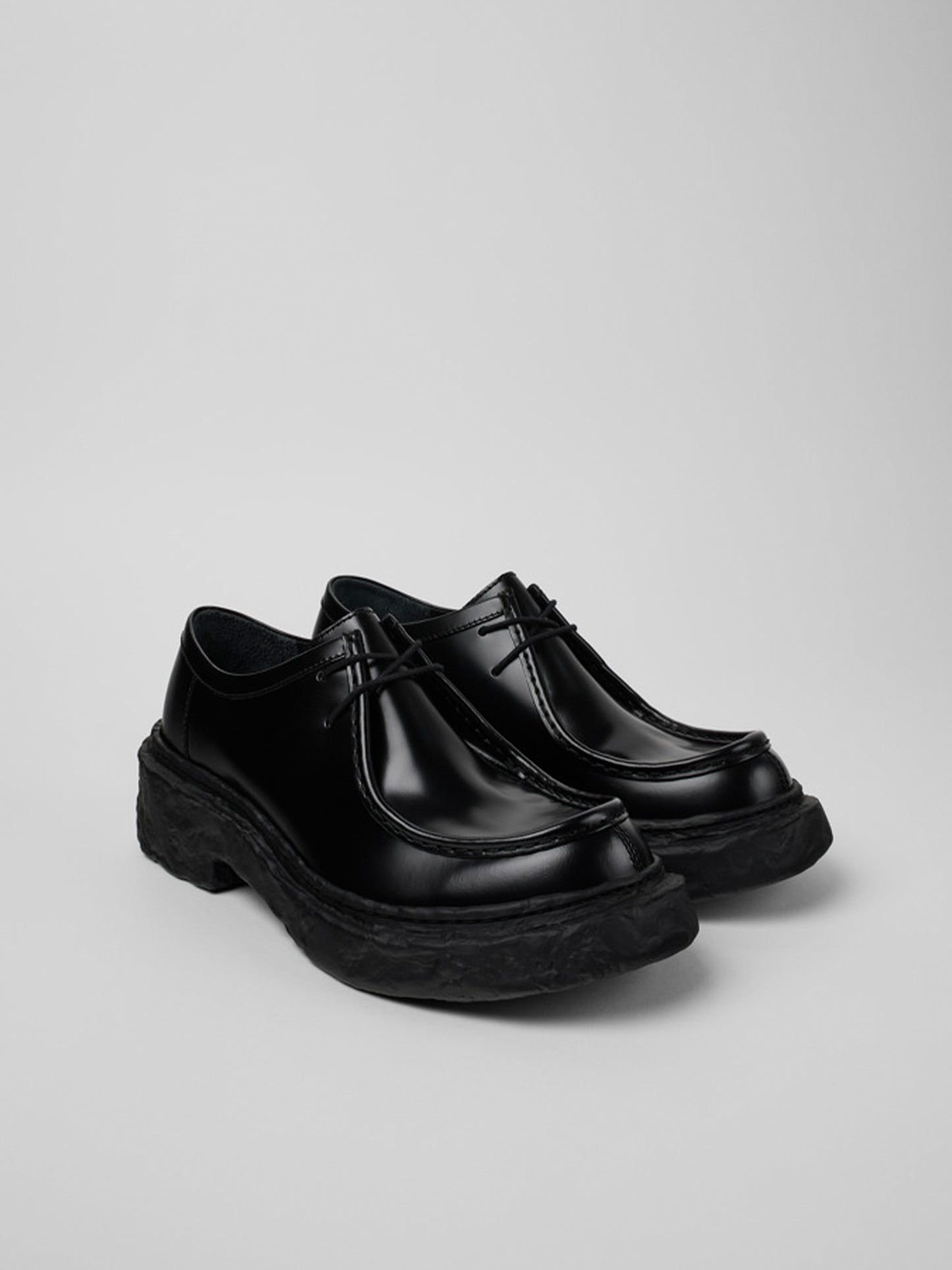 【CAMPER LAB  - カンペールラボ】VAMONOS BLACK LEATHER LACE-UP SHOES / BLACK LEATHER (ダービーシューズ/ブラック)