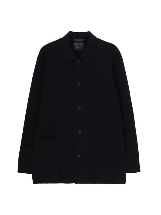 【Yohji Yamamoto POUR HOMME - ヨウジヤマモト プールオム】REGULATION FRENCH TERRY SHIRT JACKET（ジャケット/ ブラック)