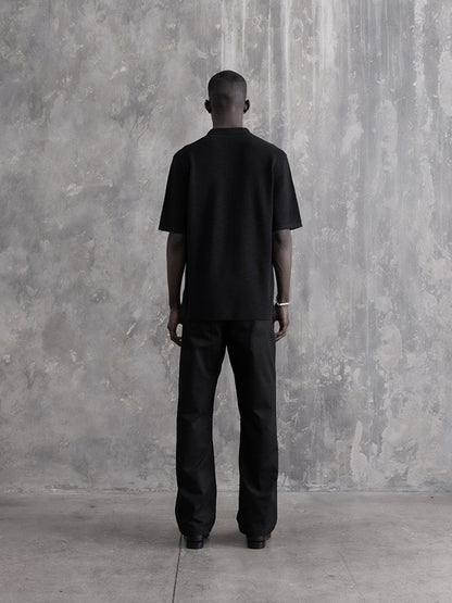 30%OFF【STAMPD - スタンプド】RIBBED KNIT SS POLO / BLACK (ニット/ポロシャツ/ブラック)