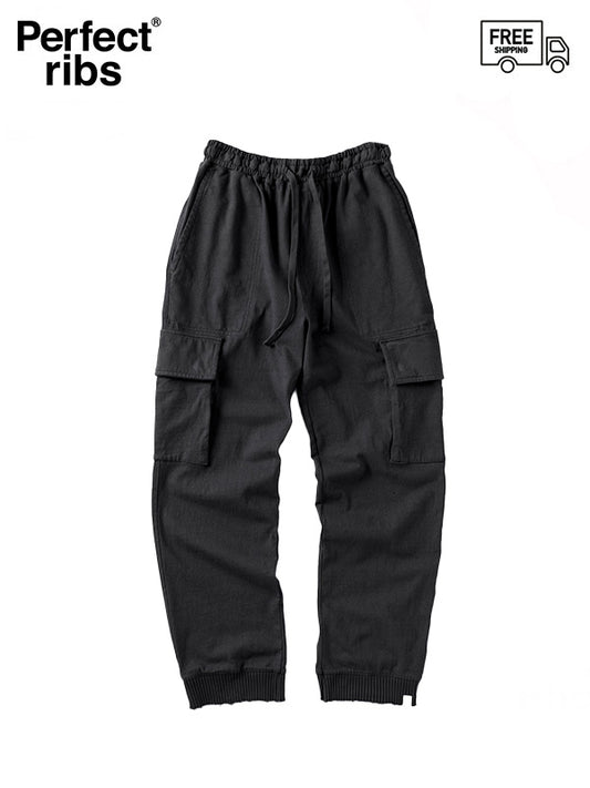 【Perfect ribs® - パーフェクトリブス】Light Basic Cargo Pants / BLACK (スウェットパンツ/ブラック)