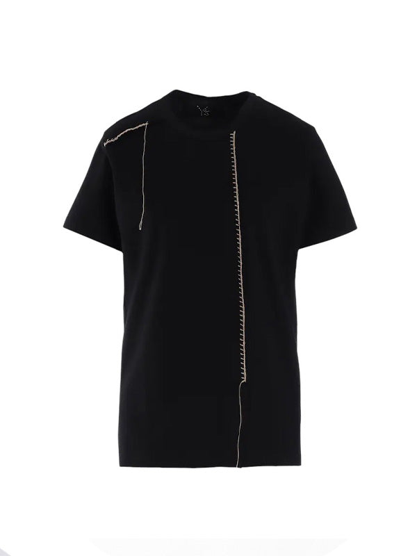 【Y's - ワイズ】JERSEY BLANKET EMBROIDERY Y's STITCH T / BLACK (Tシャツ/ブラック)