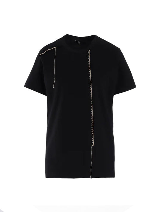 【Y's - ワイズ】JERSEY BLANKET EMBROIDERY Y's STITCH T / BLACK (Tシャツ/ブラック)