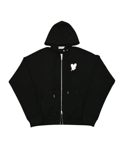 【KIMHEKIM - キムヘキム】HEART PATCH ZIP-UP HOODIE  / BLACK(フーディー/ブラック)