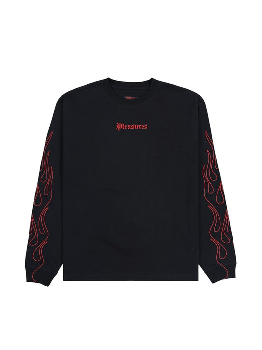 【PLEASURES - プレジャーズ】FIERY HEVYWEIGHT LONG SLEEVE / BLACK (ロンT/ブラック)