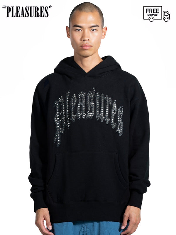 【PLEASURES - プレジャーズ】TWITCH STUDDED HOODIE / BLACK (フーディー/ブラック)