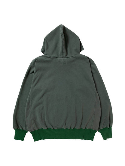 【NEXUS Ⅶ -ネクサスセブン】DAMAGED 2TONE AFTER HOODY / FADE OLIVE(フーディー/オリーブ)
