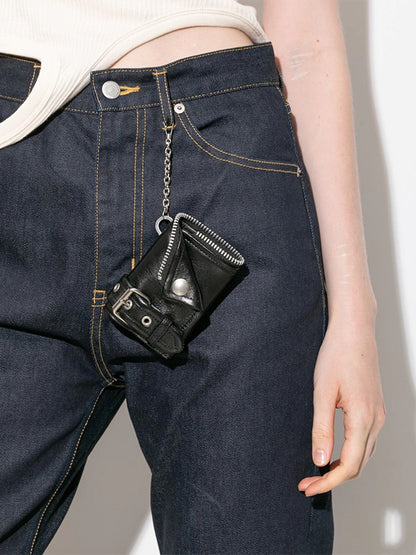 【beautiful people - ビューティフルピープル】riders petit wallet / BLACK（ウォレット/ブラック)