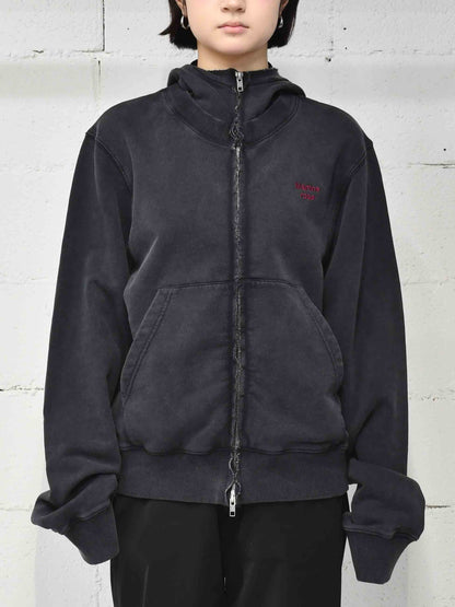 【Martine Rose  - マーティンローズ】HOODED ZIP CREW / WASHED BLACK  (ジップフーディー/ウォッシュドブラック)