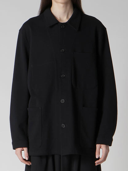 【Yohji Yamamoto POUR HOMME - ヨウジヤマモト プールオム】REGULATION FRENCH TERRY SHIRT JACKET（ジャケット/ ブラック)