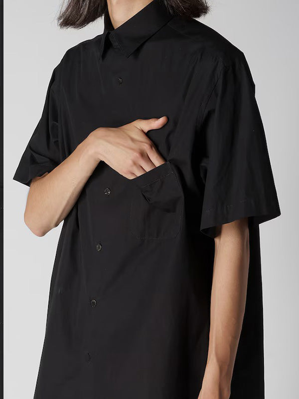 【Y's for men-ワイズフォーメン】80/2 BROAD STANDARD SHORT SLEEVE BIG SHIRT (半袖シャツ/ブラック)