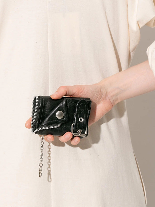 【beautiful people - ビューティフルピープル】riders petit wallet / BLACK（ウォレット/ブラック)