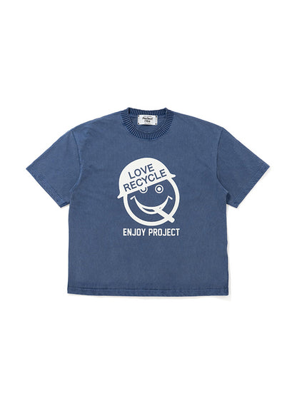 【Perfect ribs®×ALM】LOVE RECYCLE Short Sleeve T Shirts / Fade Navy(Tシャツ/フェードネイビー)