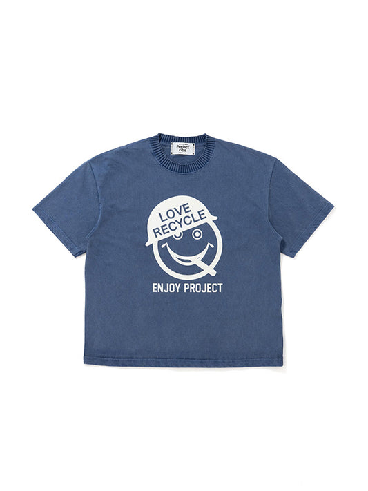【Perfect ribs®×ALM】LOVE RECYCLE Short Sleeve T Shirts / Fade Navy(Tシャツ/フェードネイビー)