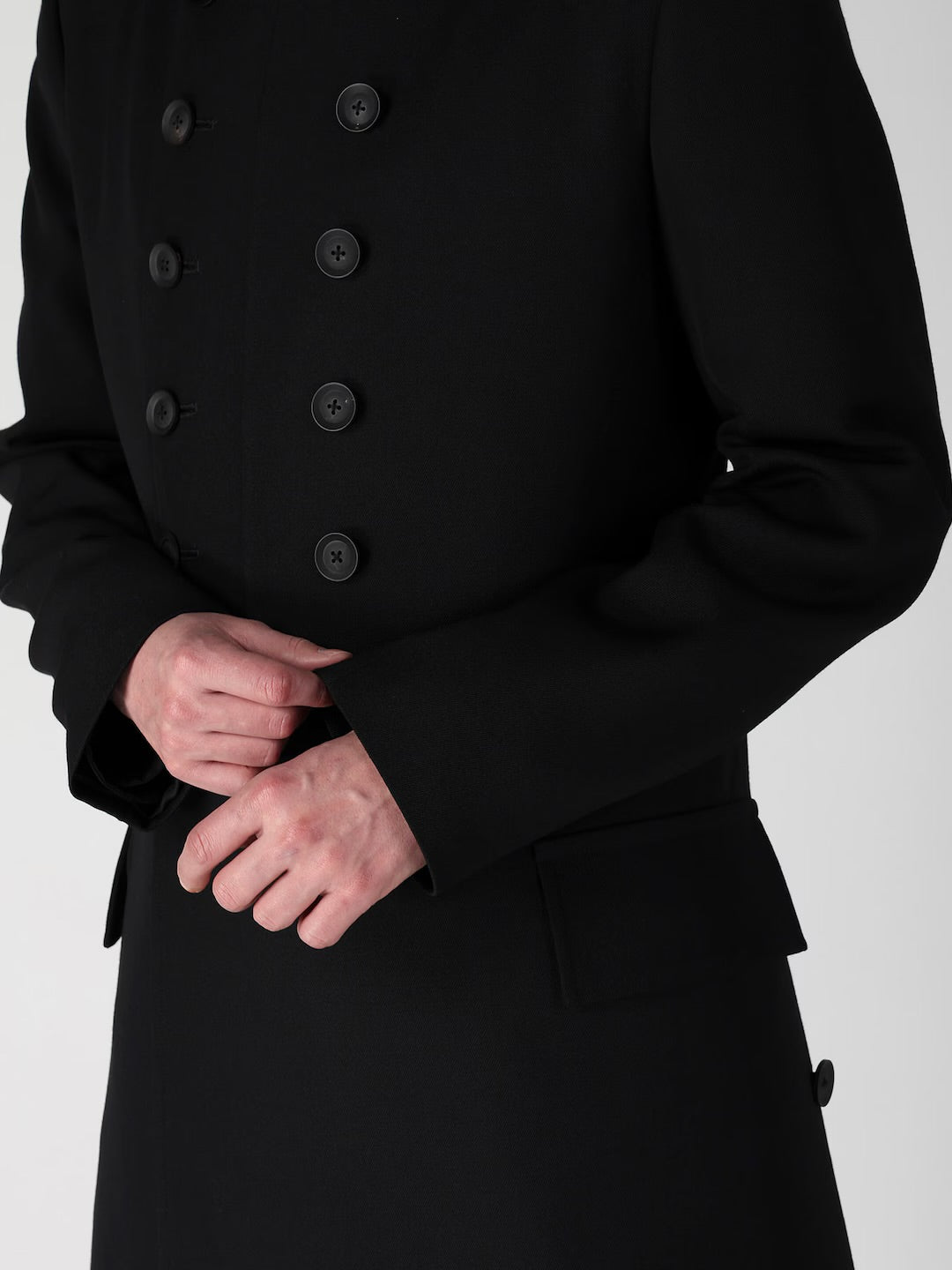 【Yohji Yamamoto POUR HOMME - ヨウジヤマモト プールオム】ARMY GABARDINE NAPOLEON JACKET（ジャケット/ ブラック)