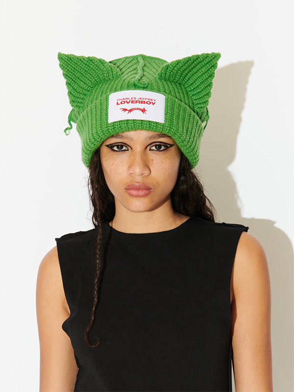 【Charles Jeffrey Loverboy - チャールズ ジェフリー ラバーボーイ】Chunky ears beanie / Green (帽子/グリーン)