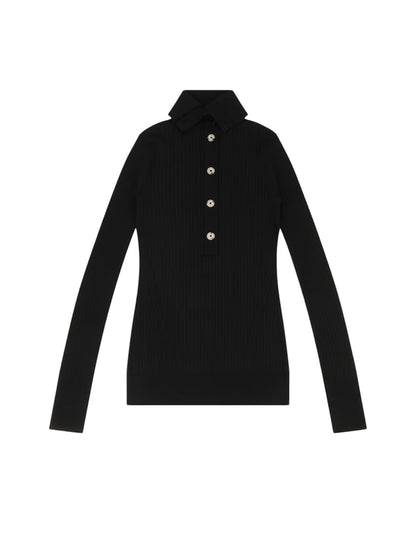 【entire studios - エンタイアスタジオ】HIGH NECK HENLEY UMBER / BLACK (トップス/ブラック)