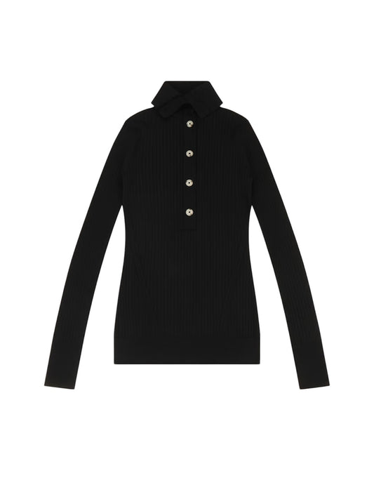 【entire studios - エンタイアスタジオ】HIGH NECK HENLEY UMBER / BLACK (トップス/ブラック)