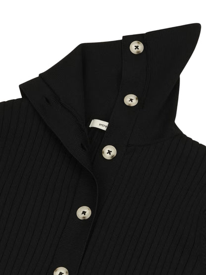 【entire studios - エンタイアスタジオ】HIGH NECK HENLEY UMBER / BLACK (トップス/ブラック)