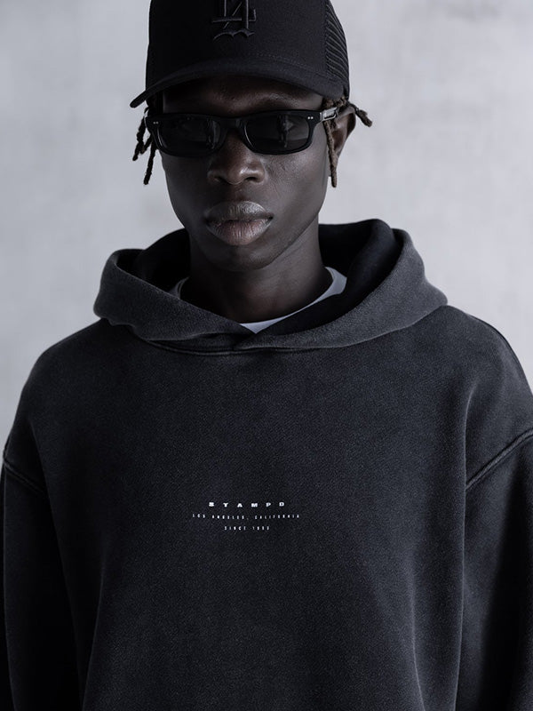 【STAMPD - スタンプド】Strike Stack Logo Cropped Hoodie / Vintage wash(パーカー/チャコール) XL