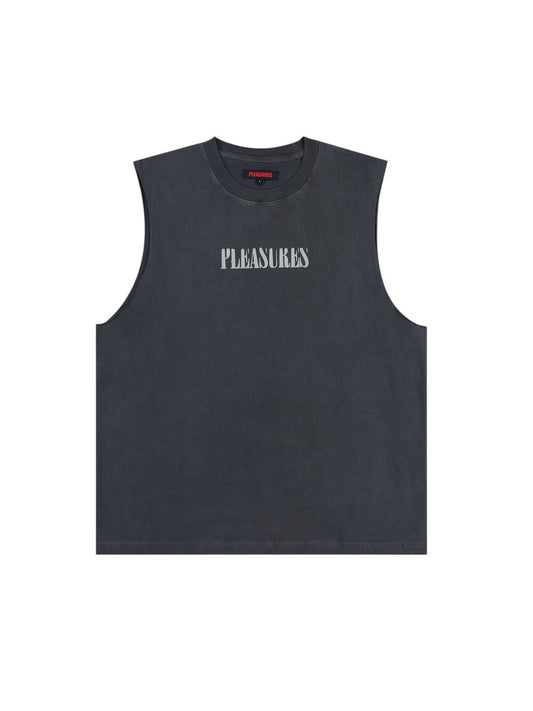 【PLEASURES - プレジャーズ】ONYX SLEEVELESS SHIRT / FADED BLACK (ノースリーブ/フェードブラック)