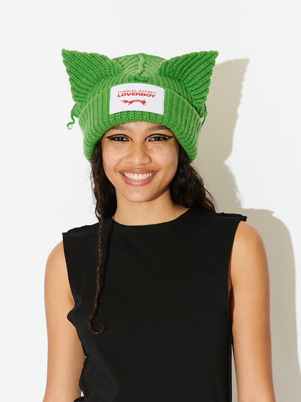 【Charles Jeffrey Loverboy - チャールズ ジェフリー ラバーボーイ】Chunky ears beanie / Green (帽子/グリーン)