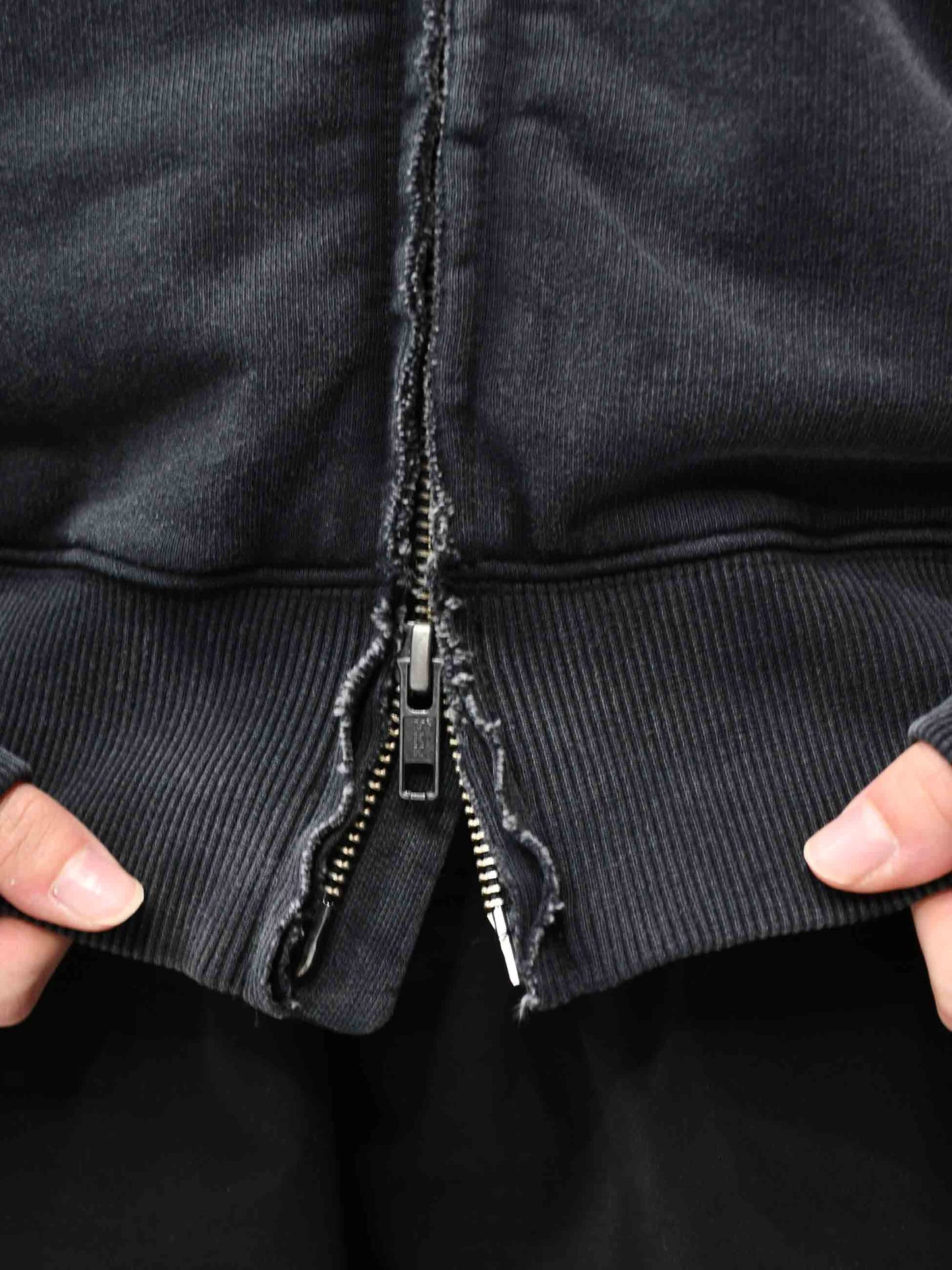 【Martine Rose  - マーティンローズ】HOODED ZIP CREW / WASHED BLACK  (ジップフーディー/ウォッシュドブラック)