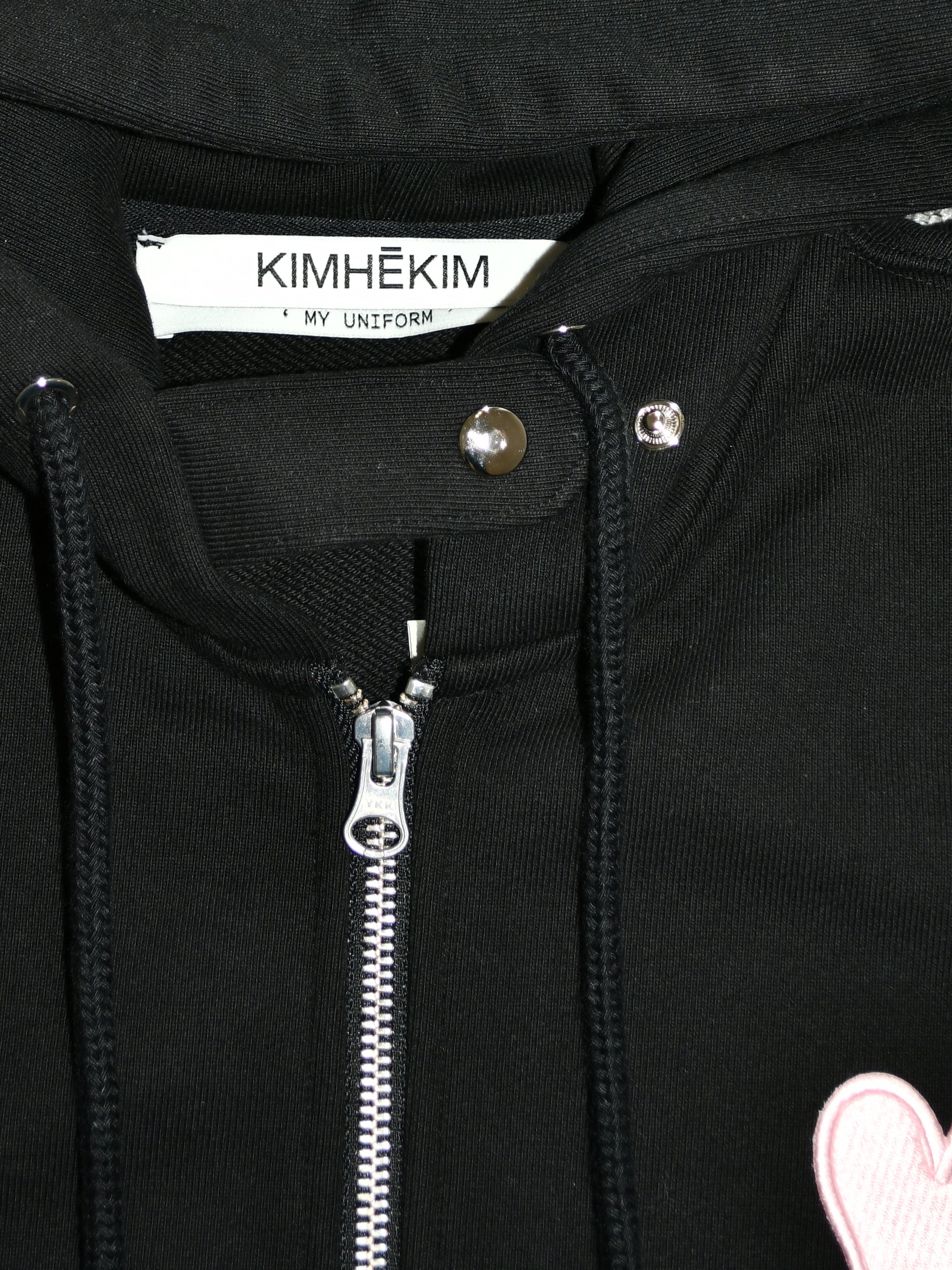 KIMHEKIM - キムヘキム】HEART PATCH ZIP-UP HOODIE / BLACK
