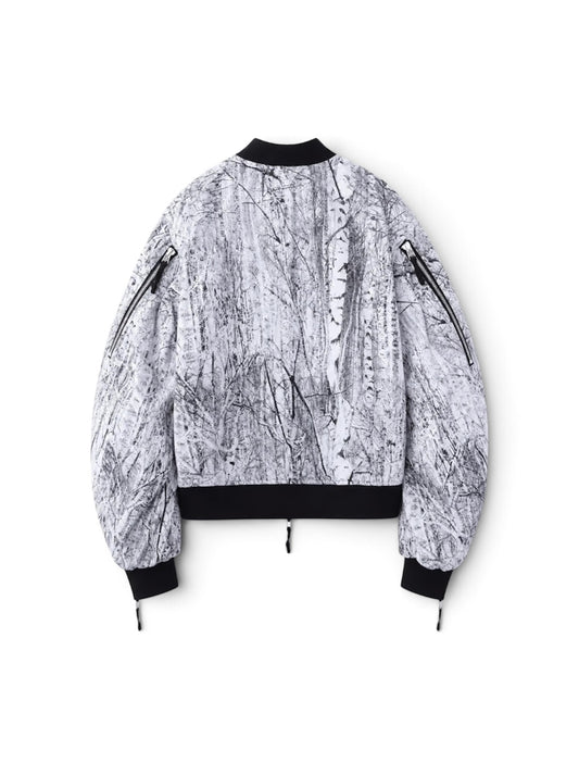 【JOHN LAWRENCE SULLIVAN - ジョンローレンスサリバン】TREE CAMO MASSIVE ROUNDED SLEEVE BOMBER JACKET（ジャケット/ホワイト)