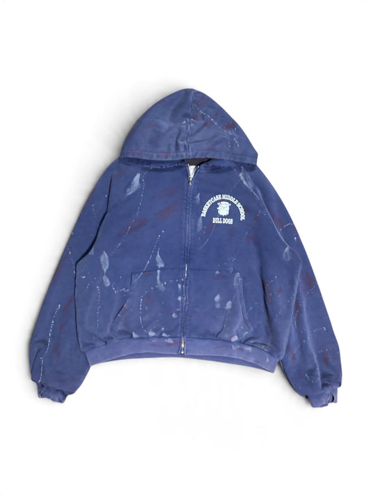 【BASKETCASE  - バスケットケース】DULLDOGS PAINT SPLATTERED THERMAL LINED ZIP / BLUE (フーディ/ブルー)