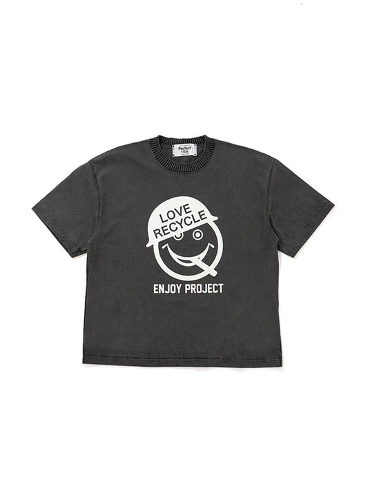【Perfect ribs®×ALM】LOVE RECYCLE Short Sleeve T Shirts / Fade Black(Tシャツ/フェードブラック)