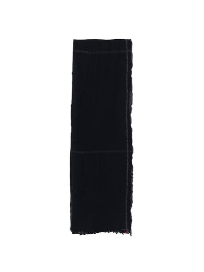 【Y's - ワイズ】W PLAID FRILL SCARF / BLACK (スカーフ/ブラック)